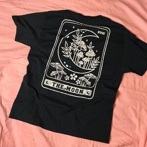 Black Graphic Tee with Moon Design